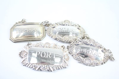 Lot 422C - FOUR .925 STERLING SILVER DECANTER LABELS