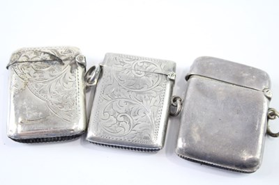 Lot 422L - THREE .925 STERLING SILVER VESTA OR MATCH CASES INCLUDING VICTORIAN