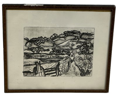 Lot 567 - A CONTEMPORARY ETCHING, LANDSCAPE SCENE