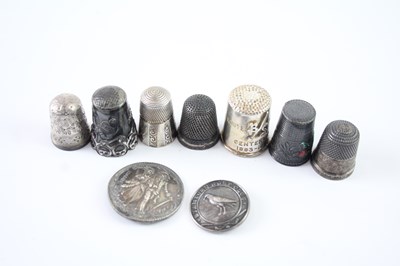 Lot 422O - NINE .925 STERLING SILVER HABERDASHERY INCLUDING THIMBLES, CHARLES HORNER