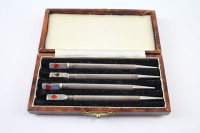 Lot 422Q - FOUR .925 STERLING SILVER CRIBBAGE PENCILS WITH ENAMEL, BOXED