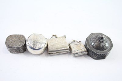 Lot 422S - FIVE .800 AND .925 STERLING SILVER PILL OR TRINKET BOXES