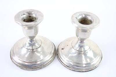 Lot 422T - A PAIR OF VINTAGE AMERICAN .925 STERLING SILVER WEIGHTED CANDLESTICKS