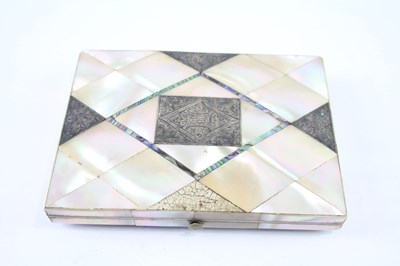 Lot 422U - AN ANTIQUE SILVER AND MOTHER OF PEARL CALLING CARC CASE