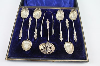 Lot 422Z - EIGHT .925 STERLING SILVER APOSTLE SPOONS IN FITTED CASE