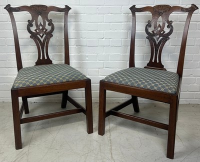 Lot 1079A - A PAIR OF CHIPPENDALE DESIGN MAHOGANY SIDE CHAIRS POSSIBLY 18TH CENTURY