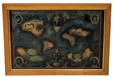 Lot 784 - A LARGE FRAMED TERRESTIAL MAP