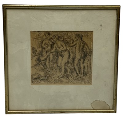 Lot 706 - ATTRIBUTED TO DUNCAN GRANT (SCOTTISH 1885-1978): AN INK DRAWING ON PAPER DEPICTING NUDE FEMALES