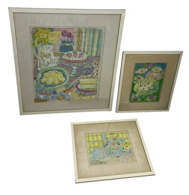 Lot 705 - THREE PASTEL DRAWINGS ON PAPER DEPICTING STILL LIFE SCENES