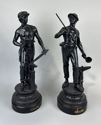 Lot 308 - A PAIR OF FRENCH CERAMIC STATUES 'L'INDUSTRIE'