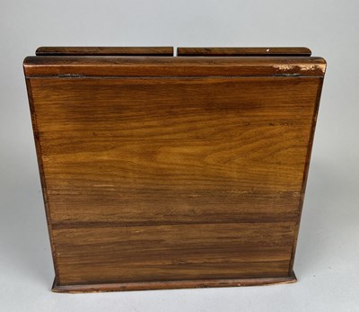 Lot 307 - AN ANTIQUE OAK DESK TIDY WITH CALENDAR