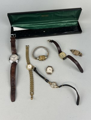 Lot 173 - SEVEN WATCHES TO INCLUDE TWO 9CT GOLD CASES