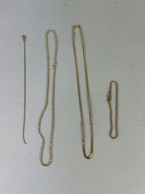 Lot 148 - A COLLECTION OF GOLD CHAINS MARKED '750'