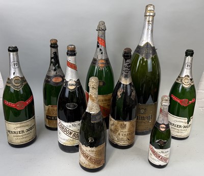 Lot 921 - A COLLECTION OF DECORATIVE VINTAGE CHAMPAGNE BOTTLES TO INCLUDE MOET, CORDON ROUGE AND RUINART