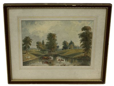 Lot 471 - A WATERCOLOUR PAINTING ON PAPER DEPICTING CATTLE AND SHEEP BY RIVER, SIGNED 'W.SIDNEY COOPER'