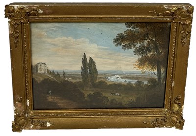 Lot 455 - AN EARLY 19TH CENTURY WATERCOLOUR PAINTING ON PAPER DEPICTING A VIEW OF RICHMOND