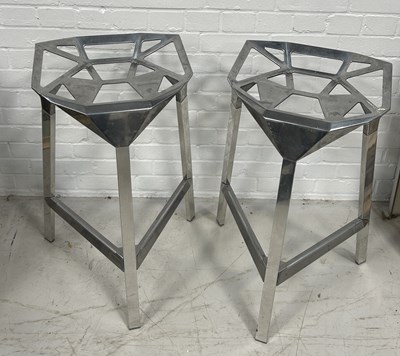 Lot 631 - MAGI: A PAIR OF ITALIAN ALUMINIUM BAR STOOLS