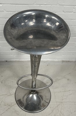 Lot 646 - MAGI: AN ITALIAN ALUMINIUM SWIVEL BAR STOOL, ADJUSTABLE HEIGHT