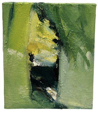 Lot 403 - HELEN GILBART (BRITISH, CONTEMPORARY): AN ABSTRACT OIL PAINTING ON CANVAS