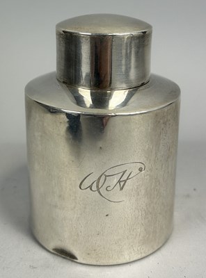 Lot 15 - A BIRMINGHAM SILVER TEA CANISTER DATED 1906