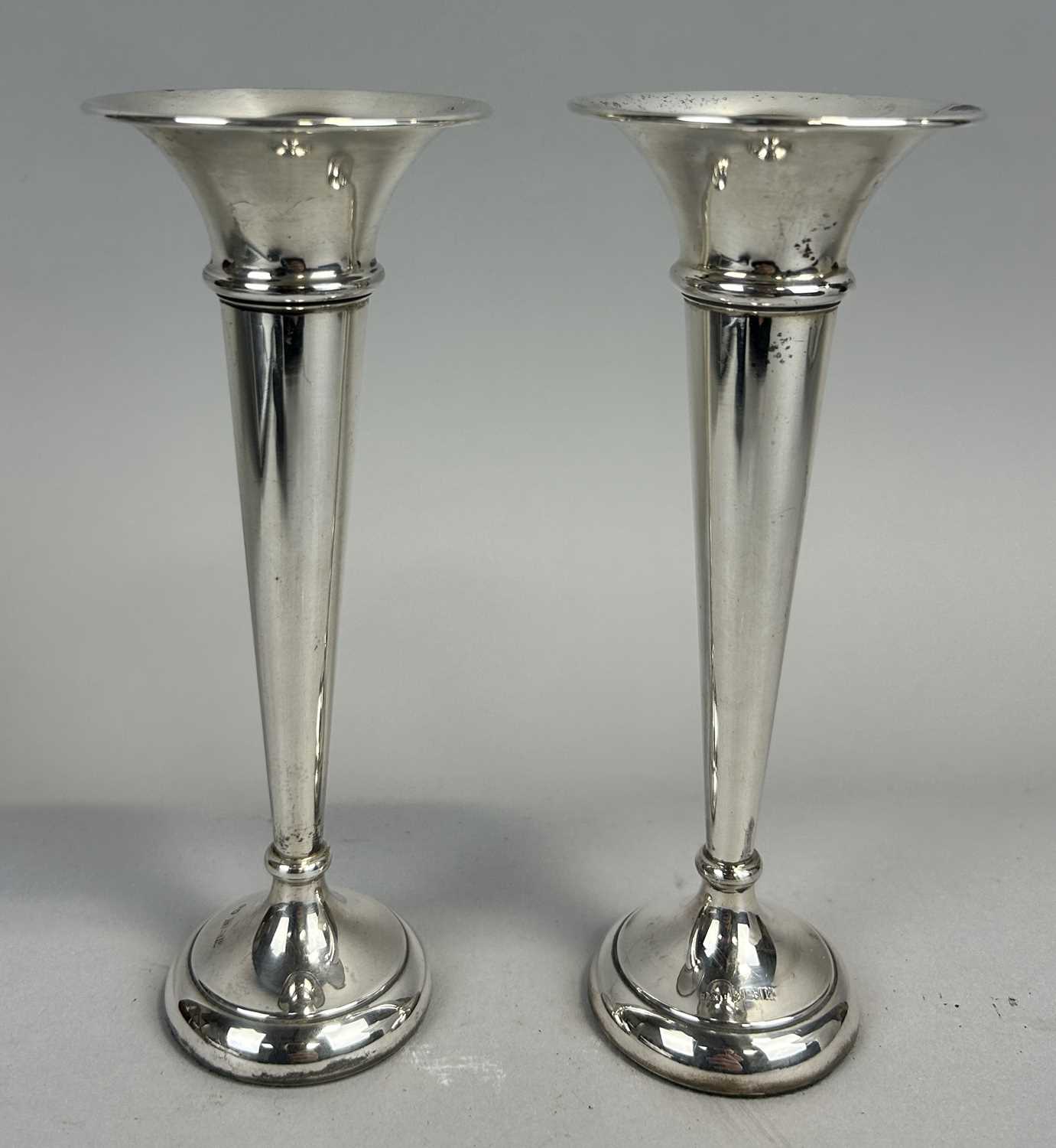 Lot 16 - A PAIR OF SILVER POSY VASES