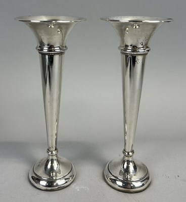 Lot 16 - A PAIR OF SILVER POSY VASES