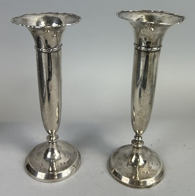 Lot 11 - A MATCHED PAIR OF SILVER POSY VASES