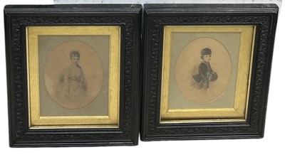 Lot 514 - A PAIR OF PENCIL DRAWING PORTRAITS OF LADIES SIGNED 'NOX'