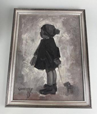 Lot 637 - HORACE GAFFRON (JOCK): AN OIL PAINTING ON BOARD DEPICTING A GIRL WITH A DOG