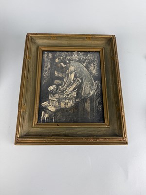 Lot 569 - GEMALDE CLAUDE BUCK (1890-1974): A PAINTING TITLED 'WASHING CLOTHES'