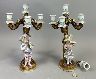 Lot 267A - A PAIR OF CERAMIC FIGURAL CANDLESTICKS PROBABLY GERMAN