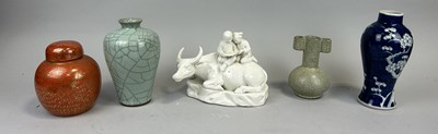 Lot 199 - MIXED CHINESE CERAMICS, FIGURES, VASE JAR (5)