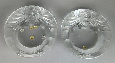 Lot 272 - A PAIR OF LALIQUE 'TETE DE LION' ASHTRAYS