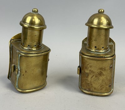 Lot 259 - A PAIR OF VICTORIAN MINIATURE BRASS LAMPS