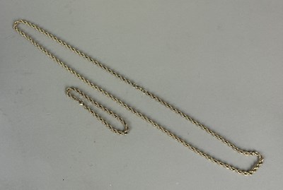 Lot 55 - A 9CT GOLD ROPE TWIST CHAIN AND BRACELET SET