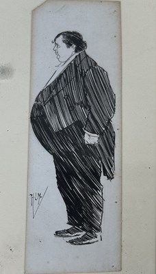 Lot 516 - PHIL MAY: A CARTOON DRAWING OF A FAT MAN