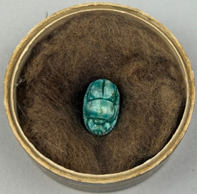 Lot 42 - AN ANCIENT EGYPTIAN SCARAB BEETLE, ex...