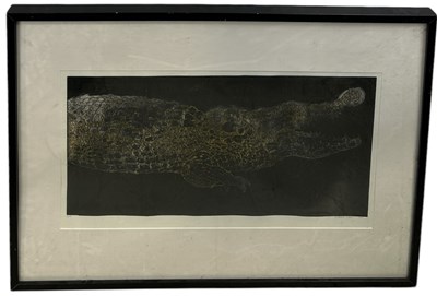 Lot 535 - KLAUDIO VIDAL: A SIGNED ARTISTS PROOF PRINT DEPICTING A LARGE CROCODILE