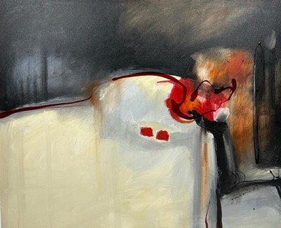 Lot 77 - A LARGE OIL ON CANVAS ABSTRACT PAINTING,...