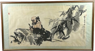 Lot 82 - A CHINESE INK AND WATERCOLOUR PAINTING OF A...