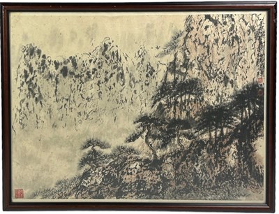 Lot 91 - A CHINESE INK AND WATERCOLOUR ON PAPER, with...