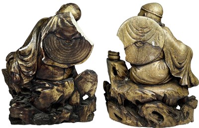 Lot 225 - TWO CHINESE HARDSTONE FIGURES, depicting...