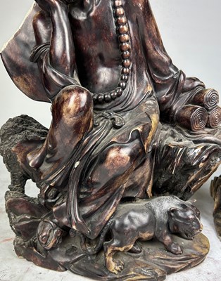 Lot 225 - TWO CHINESE HARDSTONE FIGURES, depicting...