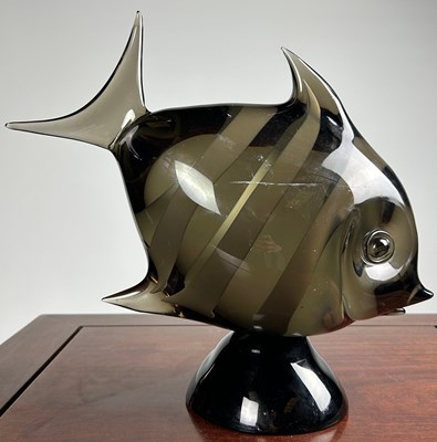 Lot 228 - A MURANO BLACK AND WHITE GLASS FISH, signed...