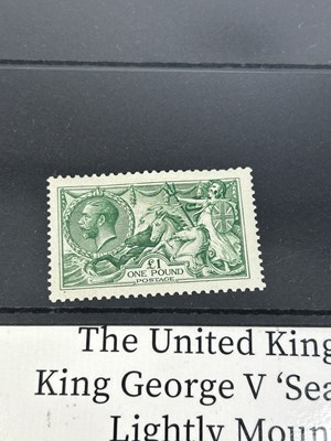 Lot 233 - A KING GEORGE V £1 GREEN 'SEAHORSES' STAMP,...