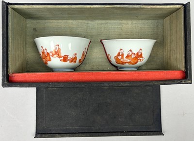 Lot 108 - A PAIR OF CHINESE PORCELAIN IRON-RED BOWLS...