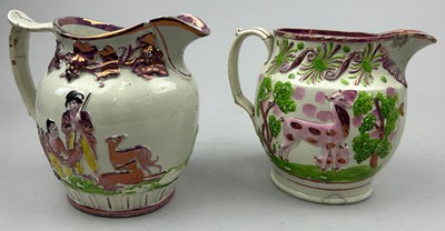 Lot 122 - TWO 19TH CENTURY LUSTREWARE JUGS, one with...