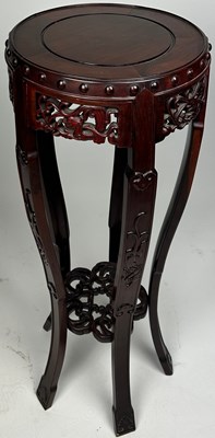 Lot 178 - A CHINESE HARDWOOD JARDINIERE STAND, circular...