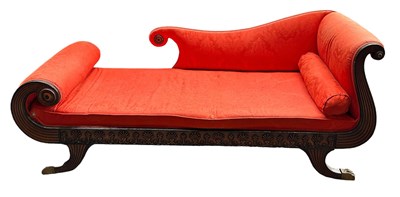 Lot 180 - AN EMPIRE DESIGN CHAISE LOUNGE OR DAY BED, in...