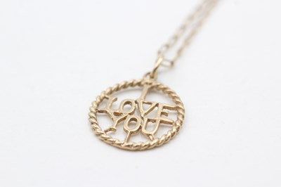 Lot 91 - A 9CT GOLD 'I LOVE YOU' PENDANT NECKLACE (2.3g)